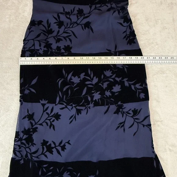 Vtg 90s Dark Romantic Dress Womens 12 Blue Velvet Burnout Cocktail Ethereal Goth - Picture 8 of 10